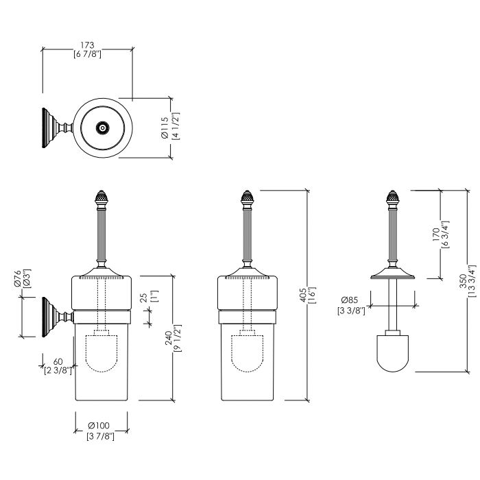 Devon&Devon Diamond Ершик подвесной, цвет светлое золото WHD520OTBI