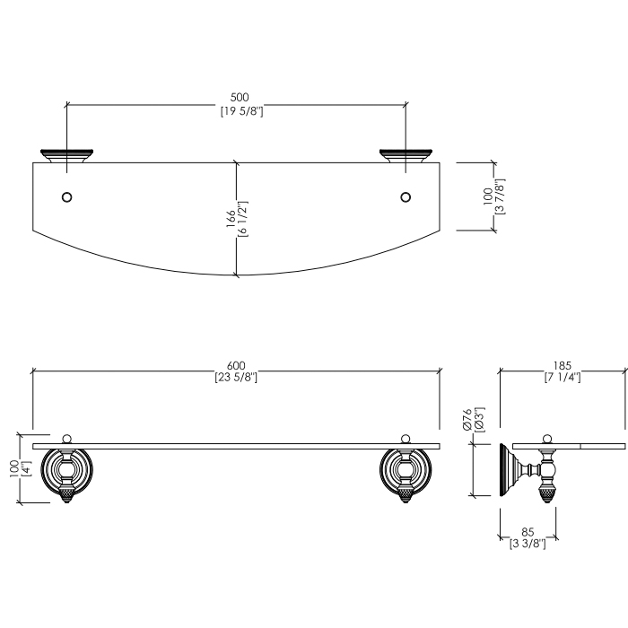 Devon&Devon Diamond Полка стеклянная 60 см, цвет держателей бронза WHD510BR