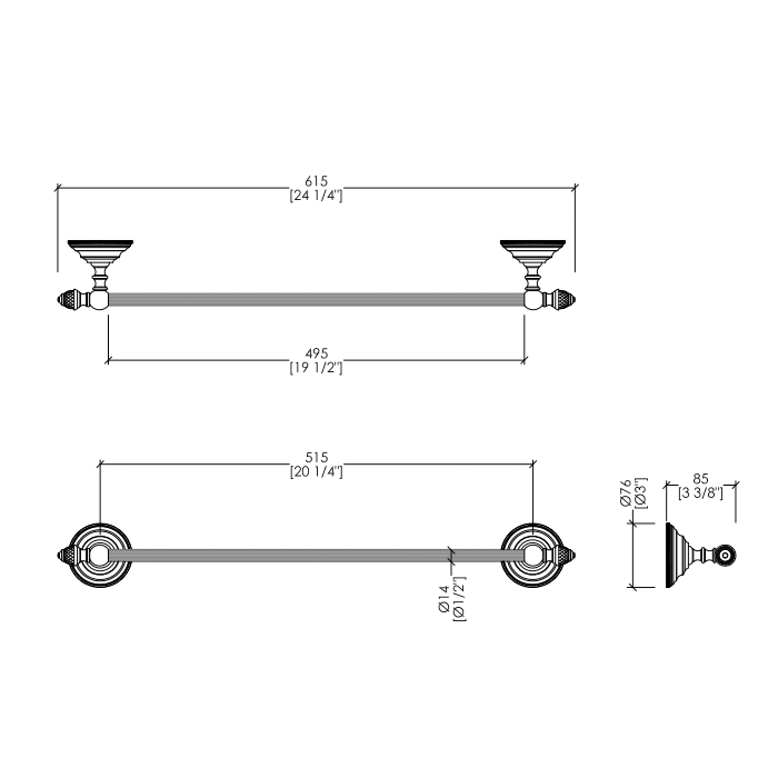 Devon&Devon Diamond Полотенцедержатель 61,5 см, цвет никель блестящий WHD508NK