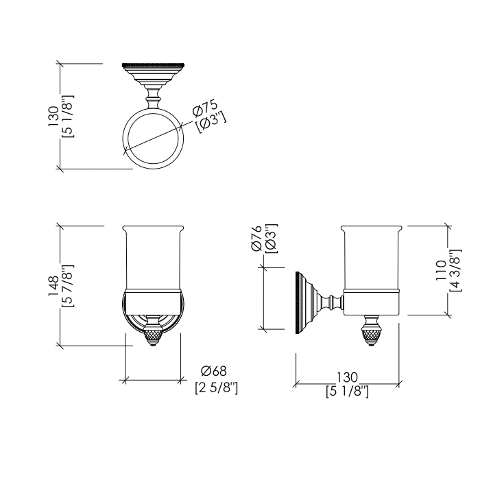 Devon&Devon Diamond Стакан подвесной, керамический, цвет: никель блестящий WHD503NKBI