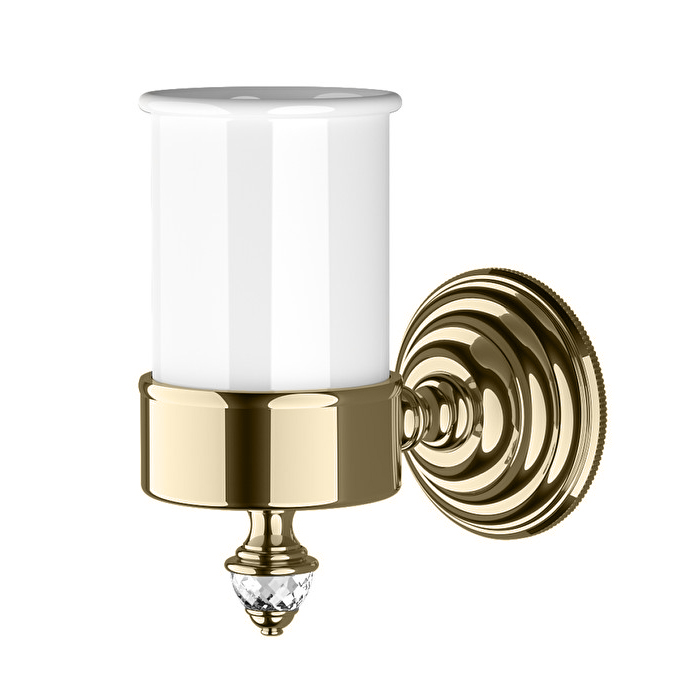 Devon&Devon Diamond Стакан керамический белый, держатель цвет светлое золото WHD503OTBI