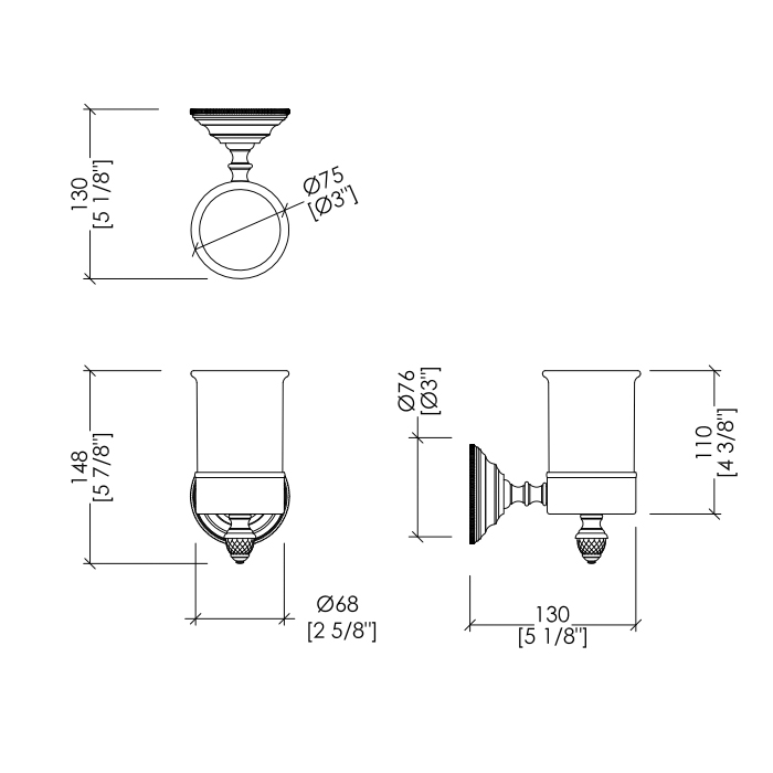 Devon&Devon Diamond Стакан керамический белый, держатель цвет светлое золото WHD503OTBI