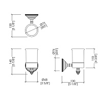 Devon&Devon Diamond Стакан керамический белый, держатель цвет светлое золото WHD503OTBI