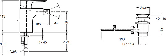 Смеситель Jacob Delafon Aleo  для биде E72279-CP