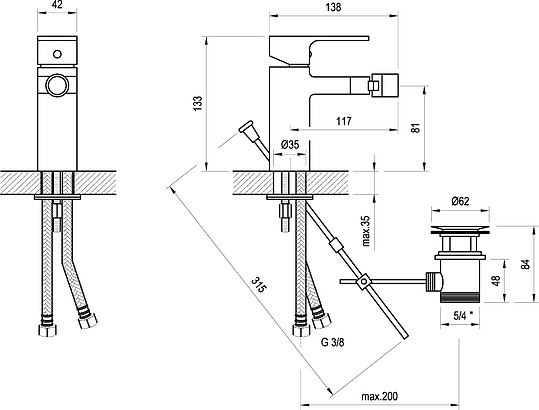 Ravak Chrome Смеситель для биде с донным клапаном, цвет: хром X070055