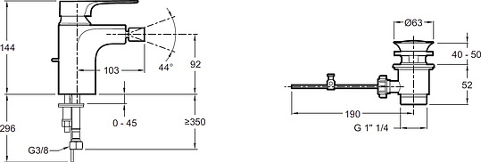 Смеситель Jacob Delafon Aleo+  для биде E72316-CP