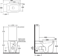 Galassia Meg11 Чаша для унитаза моноблок 35х65 см, воронка-водоворот, цвет: черный глянцевый 5413NE