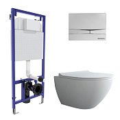 Berges Novum Комплект унитаза Puma Rimless 51 см, панель смыва F3 115-143х52,5h, цвет белый 043269