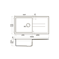 Omoikiri Tedori 100-BE Кухонная мойка Tetogranit 100x51 см, цвет: ваниль 4993917