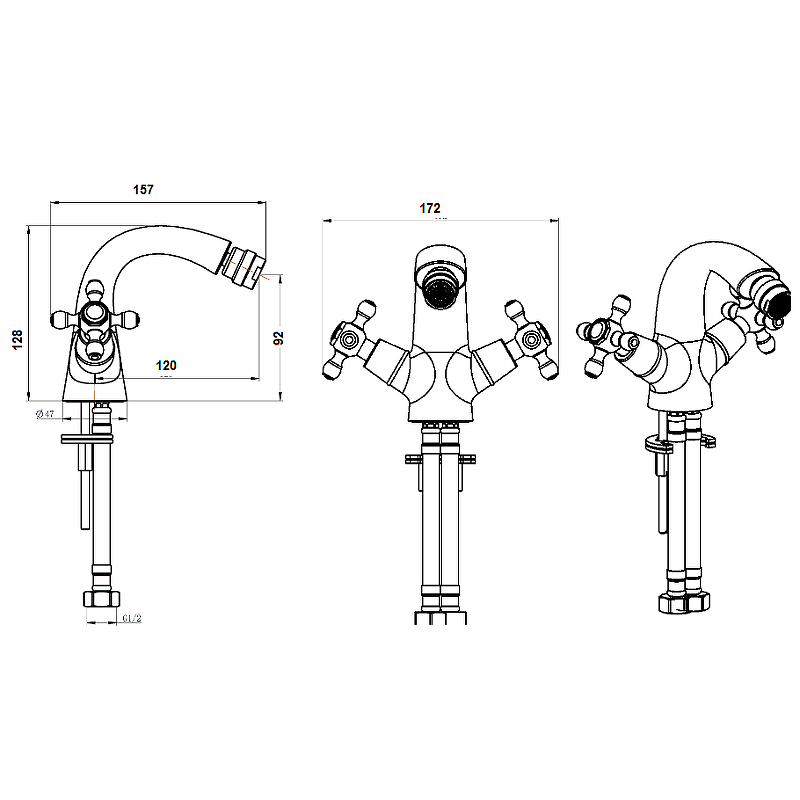 Boheme Tradizionale Oro Смеситель для биде, без донного клапана, цвет: gold 296