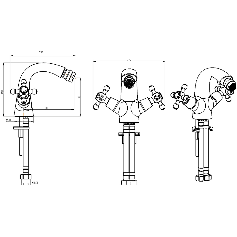 Boheme Crystal Смеситель для биде, без донного клапана, цвет: gold 296-CRST