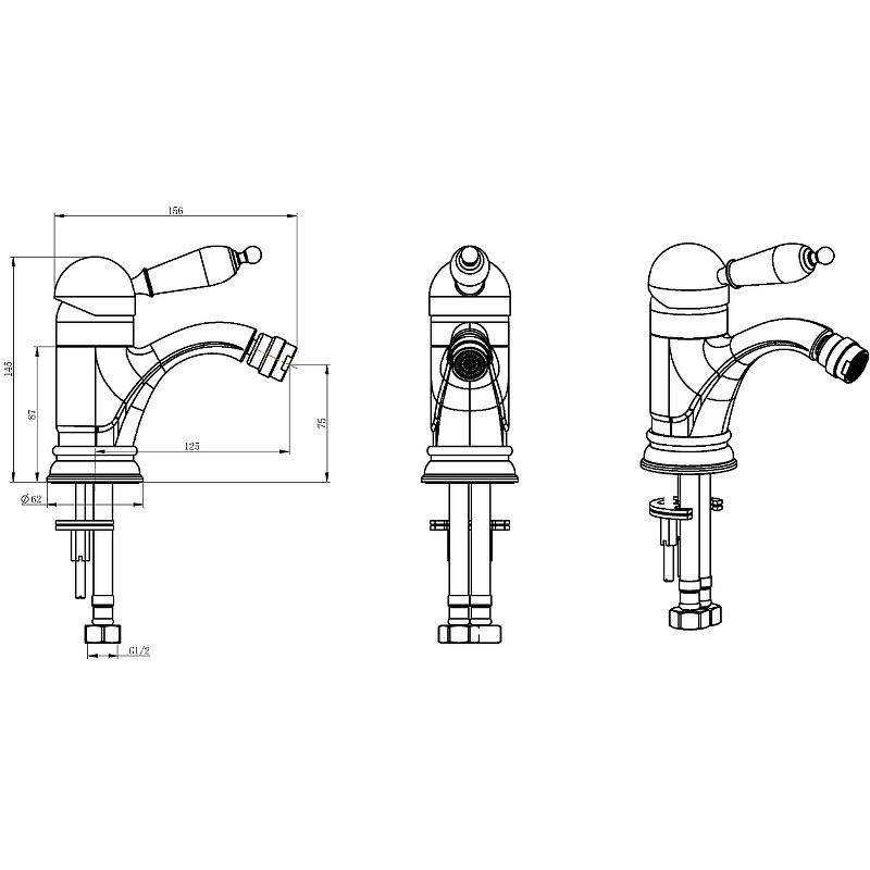 Boheme Crystal Смеситель для биде, без донного клапана, цвет: gold 286-CRST