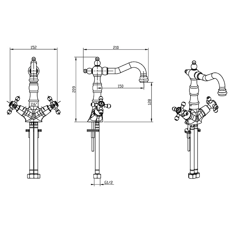 Boheme Medici Presente Смеситель для раковины без дк, длина излива 15 см, цвет: bronze 312