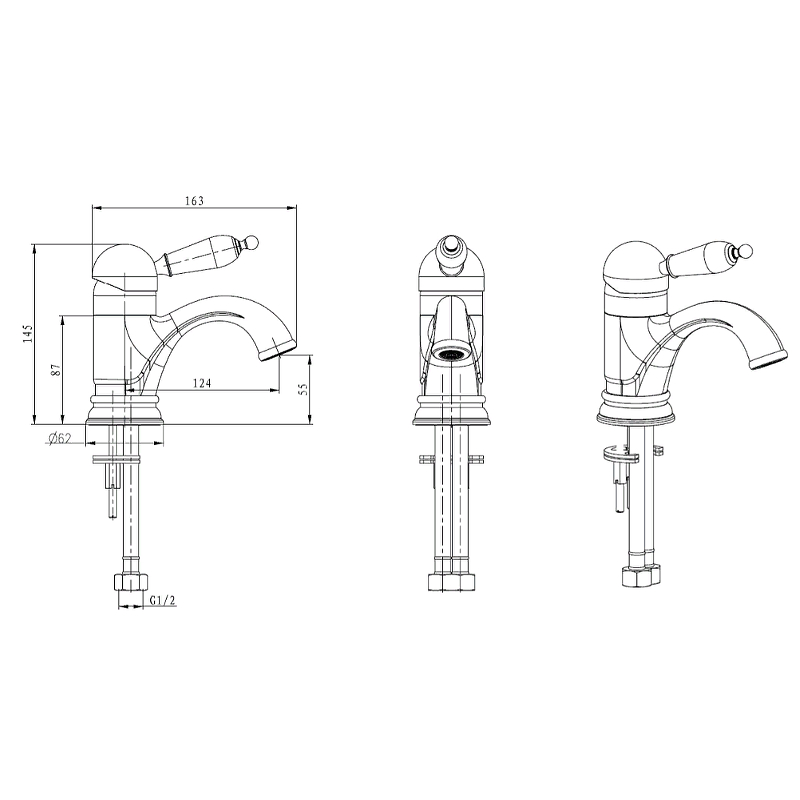 Boheme Brillante Ripresa Смеситель для раковины без донного клапана, излив 5,5 см, цвет: chrome 341