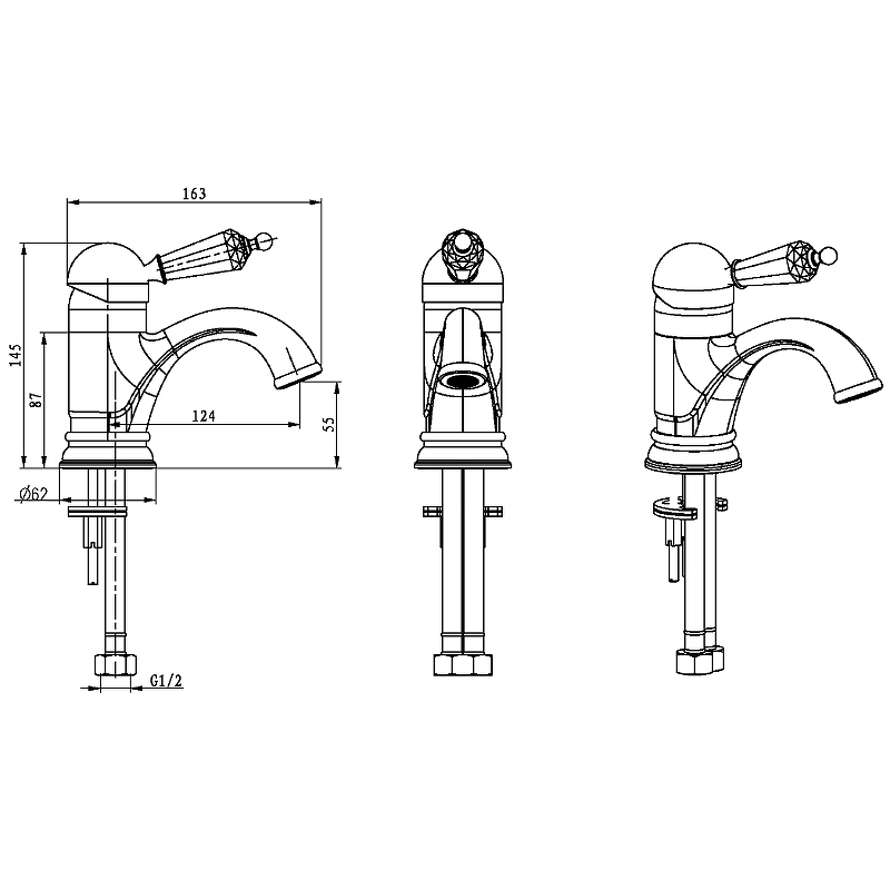 Boheme Imperiale Presente Смеситель для раковины без дк, длина излива 12,4 см, цвет: gold 321