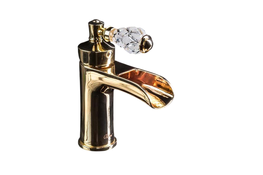 Boheme Vogue Crystal Смеситель для раковины без дк, длина излива 11 см, каскад, цвет: gold 211-CRST