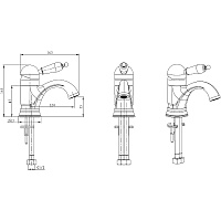 Boheme Crystal Смеситель для раковины без донного клапана, длина излива 12,4 см, цвет: gold 281-CRST