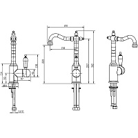 Boheme Crystal Смеситель для раковины высота излива 22 см, без донного клапана, цвет: gold 282-CRST