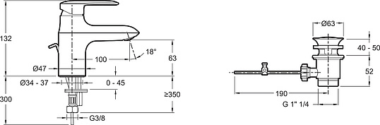 Смеситель Jacob Delafon Kumin  для раковины E99980-CP