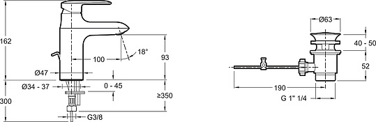 Смеситель Jacob Delafon Kumin  для раковины E98827-CP