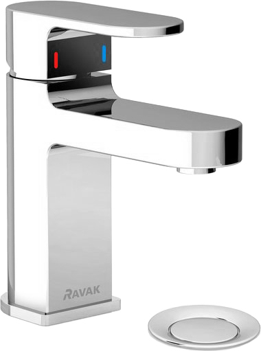 Ravak Chrome Смеситель для раковины, с донным клапаном, длина излива 10,1 см, цвет: хром X070053