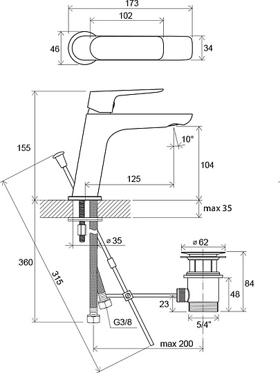 Ravak Classic Смеситель для раковины, с донным клапаном, длина излива 12,5 см, цвет: хром X070081