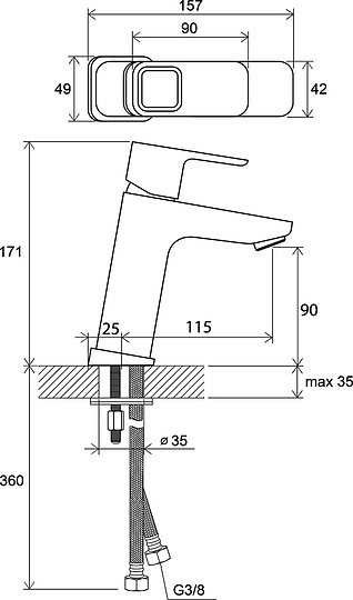 Ravak 10° Смеситель для раковины, без донного клапана, длина излива 11,5 см, цвет: хром X070062