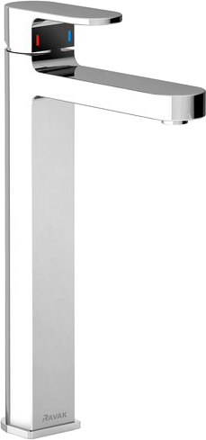 Ravak Chrome Смеситель для раковины высокий, без донного клапана, высота излива 24,2 см, цвет: хром X070100