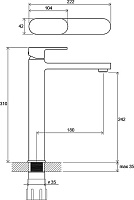 Ravak Chrome Смеситель для раковины высокий, без донного клапана, высота излива 24,2 см, цвет: хром X070100