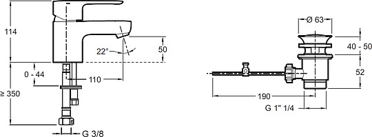 Смеситель Jacob Delafon July  для раковины E16027-4-CP