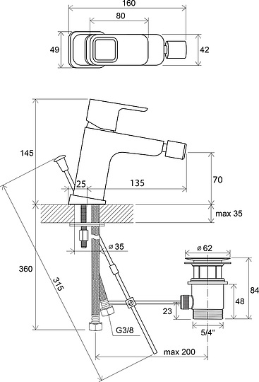 Ravak 10° Смеситель для биде с донным клапаном, цвет: хром X070067