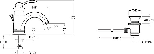 Смеситель Jacob Delafon Fairfax  для раковины E72090-CP