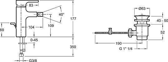 Смеситель Jacob Delafon Strayt  для биде E98338-CP