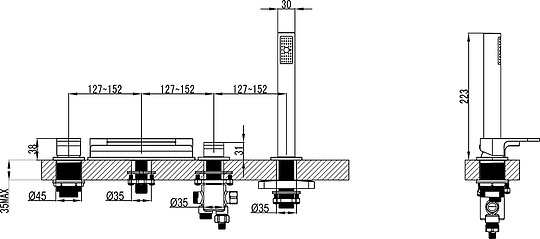 Ravak Chrome Смеситель на борт ванны, с ручным душем, цвет: хром X070073