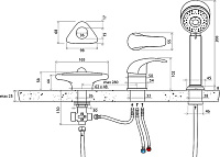 Ravak Смеситель на борт ванны, с ручным душем, цвет: хром X07P003