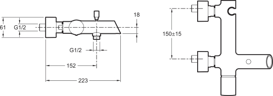Смеситель Jacob Delafon Toobi  для ванны с душем E8963-CP