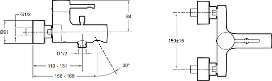 Смеситель Jacob Delafon Cuff  для ванны с душем E45532-CP
