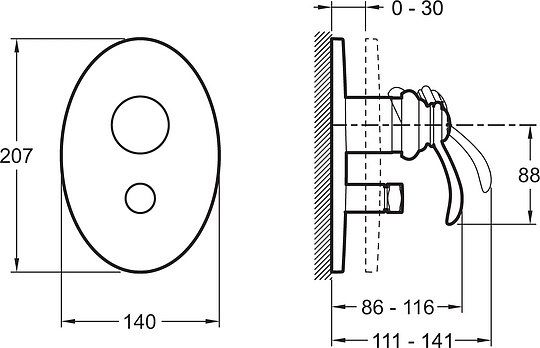 Смеситель Jacob Delafon Fairfax  для ванны с душем E98722-CP