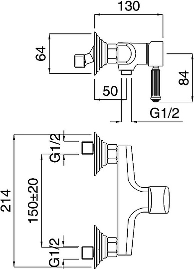 Cezares Olimp Смеситель для душа, однорычажный, цвет: бронза OLIMP-DM-02-L