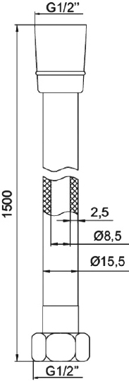 Iddis Душевой шланг, встраиваемый см, цвет: хром A50711 1.5