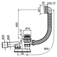 Ravak Слив-перелив для ванны Click-Clack, цвет: хром X01472