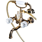 Boheme Crystal Смеситель для ванны с душевым комплектом: ручной душ, шланг, излив 21,5 см, цвет:gold 293-CRST