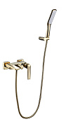 Boheme Venturo Смеситель для ванны с душевым комплектом: ручной душ, излив 20 см, цвет: gold 383