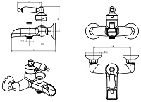 Boheme Vogue Смеситель для ванны, излив каскад, длина излива 17,6 см, ручка керамика, цвет: gold 213