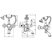 Boheme Medici Ripresa Смеситель для ванны с душевым набором, излив 19,5 см, цвет: bronze 303