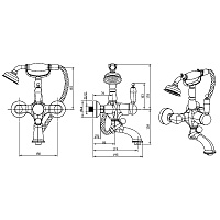 Boheme Tradizionale Chromo Смеситель для ванны с душевым набором, излив 19,5 см, цвет: chrome 263