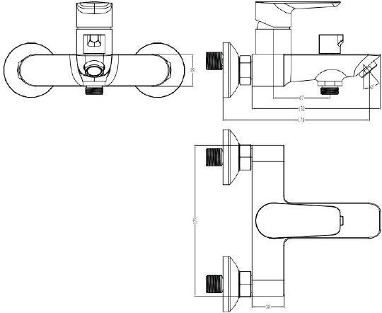 Iddis Cloud Смеситель для ванны и душа, настенный, цвет: хром CLOSB02i02WA