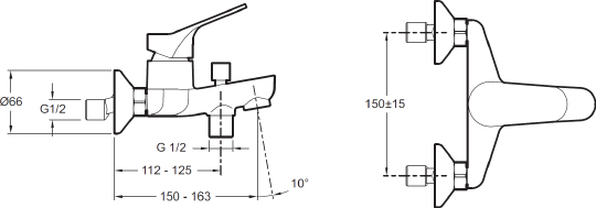 Смеситель Jacob Delafon Brive  для ванны с душем E75766-CP