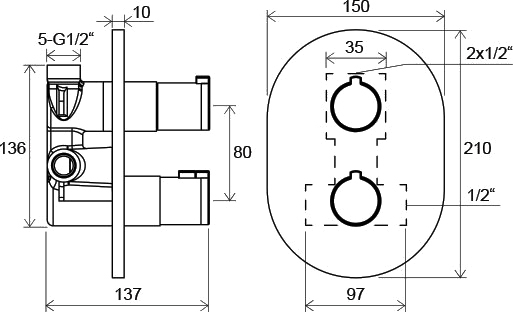 Ravak Chrome Смеситель для душа термостатический встраиваемый, с внутренней частью, цвет: хром X070094