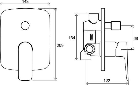 Ravak Classic Смеситель для душа встраиваемый, с внутренней частью, цвет: хром X070086